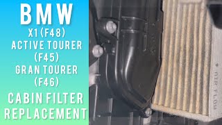 BMW Cabin Air Filter Change F48 F45 F46 X1 Active Tourer Gran Tourer [upl. by Teilo]