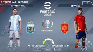 POR FIN EFOOTBALL 2024 PPSSPP NUEVAS MEJORAS 60 ESTADIOS CINEMATICAS GRAFICOS HD Y MAS [upl. by Anrak]