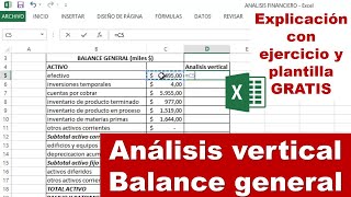 Análisis Vertical del Balance General Ejercicio con interpretación y excel para descargar GRATIS [upl. by Suivatram]