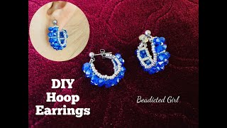 DIY Hoop Earrings  Beaded Earrings  Bicone Earrings [upl. by Carilyn]