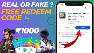 Earn Redeem Code Math Quiz App Real Or Fake  Free Redeem Code  New Redeem Code App [upl. by Teirtza462]