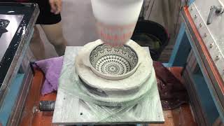 How we paint the bowl with full pattern using pad printing machine [upl. by Irwinn]