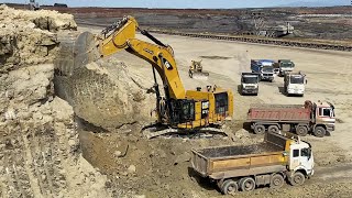 Caterpillar 6015B Excavator Loading Mercedes amp MAN Trucks  SotiriadisLabrianidis Mining Works [upl. by Fenelia]