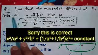 lec16 Momental ellipsoid an elliptic lamina about its centre  mechanics full course with MSc math [upl. by Materi]