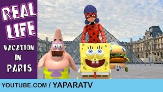 Vacation in Paris  SpongeBob amp Miraculous LadyBug  In real life [upl. by Eekorehc]