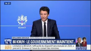 Limitation à 80kmh Benjamin Griveaux confirme lexpérimentation du dispositif dès le 1er juillet [upl. by Carberry]