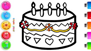 How to Draw a Beautiful Birthday Cake  Easy Step By Step [upl. by Giddings]