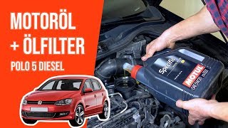 Wie POLO 5 16 TDI Motoröl und Ölfilter wechseln 🛢 [upl. by Towny]