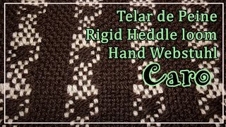 Telar María de Peine Punto CARO Pattern Rigid Heddle Loom Hand Webstuhl Muster Lana Wolle [upl. by Ecirtemed]