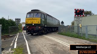 Light Class 47 Winthorpe Level Crossing 21102024 ftEWSTrains [upl. by Anirat]