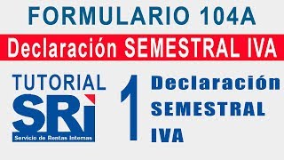 Declaración Semestral del IVA Formulario 104A [upl. by Faydra]