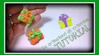 Tutorial Pacchetto Regalo 3D con Elastici RAINBOW LOOM  DIY Christmas Present Charm [upl. by Lletniuq]