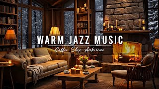 Cozy Winter Coffee Shop Ambience with Warm Jazz Music amp Crackling Fireplace to Relaxing Study Work [upl. by Edrick]