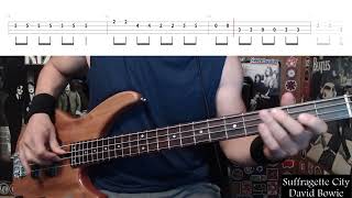 Suffragette City by David Bowie  Bass Cover with Tabs PlayAlong [upl. by Sug432]