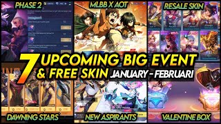 7 UPCOMING BIG EVENTS 2024 KOF Phase 2 MLBB X AOT New Aspirants Skin And More  MLBB [upl. by Ymmat]