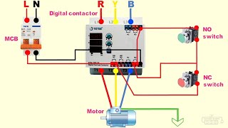 Digital contactor 3 phase dol starter connection [upl. by Nuavahs34]