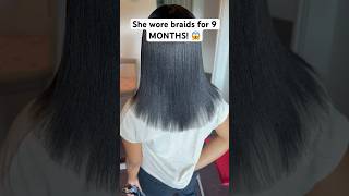 Look what wearing braids for 9 MONTHS did to her hair 😳🫣 bts viral shorts explore trending [upl. by Paff549]