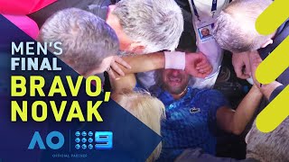 Djokovic overcome with emotion after historic Australian Open title  Wide World of Sports [upl. by Esyli245]