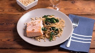 Makkelijk recept volkoren capellini met zalm en spinazie [upl. by Abil]