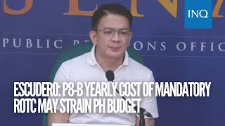 Escudero P8B yearly cost of mandatory ROTC may strain PH budget [upl. by Belloir]