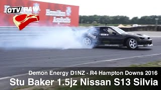 RAW Stu Baker 15JZ Nissan S13 Silvia  D1NZ Drifting R4 Hampton Downs 2016 [upl. by Annamaria]