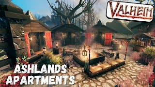 I Built Apartment Houses In The Ashlands On Valheim Village  TimeLapse Gameplay Build [upl. by Awhsoj894]