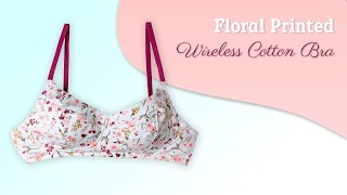 Body Floral Printed Wireless Cotton Bra bra wirelessbra cottonbra [upl. by Agnimod]