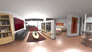 Radeon ProRender  Example VR Pano 360 output in Stereo apartment scene [upl. by Sik]