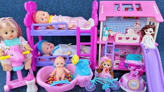 9 Minutes Satisfying with Unboxing Pink Doll House Toys，Cute Baby Bath Playset ASMR  Review Toys [upl. by Nnyllatsyrc]