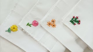 VERY EASY HANDKERCHIEF HAND EMBROIDERY DESIGNS FOR BEGINNERS WITHOUT HOOP🥰🥰 [upl. by Zephaniah]