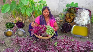 Genhari Saag  Chaulai Saag  Lal Bhaji  Lal Chaulai  Lal Saag Red Spinach Delicious Lal Saag Fry [upl. by Yoo361]