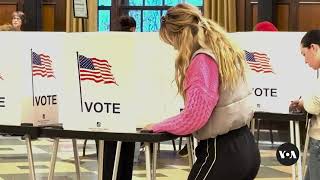 Voters line up to cast their ballots for US president  VOA News [upl. by Bovill422]