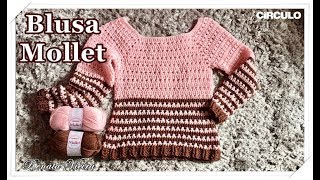 Blusa Mollet croche manga longa  Renata Vieira [upl. by Aksoyn828]