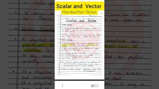 Scalar and Vectors Handwritten Notes  Class 11 Physics  youtubeshorts shorts [upl. by Libbna]