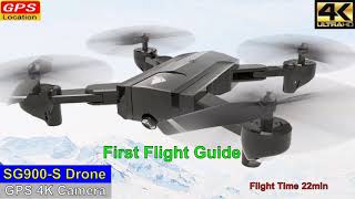 SG900S WiFi GPS 4K Drone  First Flight Guide [upl. by Cogn829]