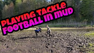 Playing tackle football in mud [upl. by Hasen]