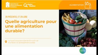 Quelle agriculture pour une alimentation durable [upl. by Sirroned163]