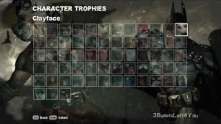 Batman Arkham City  All Character trophies  DLC Skins [upl. by Phippen]