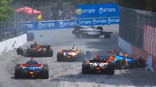 Santino Ferrucci Flip  2024 NTT IndyCar Series  Toronto [upl. by Adlei]