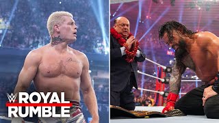 Cody Rhodes stares down Roman Reigns Royal Rumble 2024 highlights [upl. by Dier]