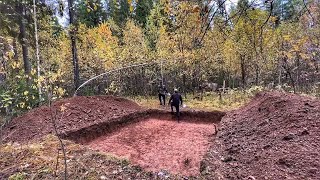 BUILDING a large DUGOUT in the wild FOREST LIVE 3 days in A WARM TENT OFF GRID [upl. by Orecic]