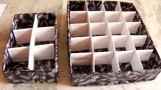 DIY organizer with compartments  Innerwear socks organizer  English subtitles [upl. by Aitekram]