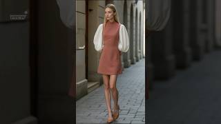 2024 Autumn fall street fashions  voluminous sleeves blouse amp mini dress outfit styles [upl. by Ylrevaw]