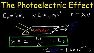 Photoelectric Effect Work Function Threshold Frequency Wavelength Speed amp Kinetic Energy Electr [upl. by Parshall]