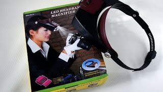 Лупа  козырек  фонарь LED headband magnifier [upl. by Anwahsed]