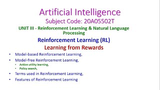 Reinforcement LearningArtificial IntelligenceLearning from Rewardsunit320A05502T [upl. by Baldwin82]