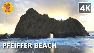 4K Pfeiffer Beach Walking Tour  Purple Sands Beach  🔊 Binaural Sound [upl. by Vernor]