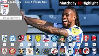 Highlights Summary Matchday 10 202425 EFL League One [upl. by Byrann]