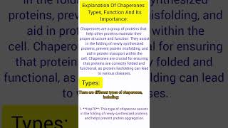 Explanation Of Chaperones Its TypesFunction And Its Importance chaperone types [upl. by Assenej423]