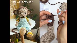 Crocheted Monkey  How to make up legs  POLUSHKABUNNY [upl. by Comstock]